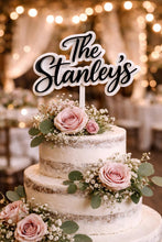 Load image into Gallery viewer, Last name topper, Rustic Personalized Cake Topper, Custom Script Wedding Cake Topper, Mr & Mrs Cake Topper for Engagment Cake Topper