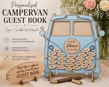 Load image into Gallery viewer, Personalised Campervan Wedding Guest Book – Surfboard Drop Box Alternative Guest book Personalized Rustic Retro guest book