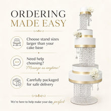 Load image into Gallery viewer, Crystal Chandelier Wedding Cake Stand with LED Lights –1- 3 Tier Floating Cake Display