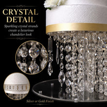 Load image into Gallery viewer, Crystal Chandelier Wedding Cake Stand with LED Lights –1- 3 Tier Floating Cake Display