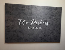 Load image into Gallery viewer, Personalised Last Name Guest Book, Unique Guest Book, Custom Alternative Guest Book, Wooden Guest Book, Wedding Ceremony Guestbook Sign