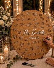 Load image into Gallery viewer, Guest Book Alternative Custom Personalised Wedding Guest Book Decor ,Round Layered Wood Sign MR & MRS Wedding gift