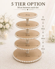 Load image into Gallery viewer, Personalised Rustic Wedding Cupcake Stand, Boho Pearl Dessert Tower, MDF Cake Party Centerpiece