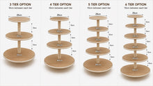 Load image into Gallery viewer, Personalised Rustic Wedding Cupcake Stand, Boho Pearl Dessert Tower, MDF Cake Party Centerpiece