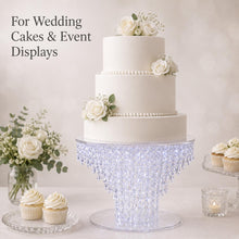 Load image into Gallery viewer, Crystal Chandelier Cake Stand with LED Lights, Luxury Wedding Cake Display, Glass Crystal Cake Riser, Round Wedding Cake Holder