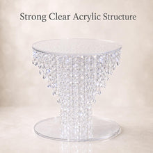 Load image into Gallery viewer, Crystal Chandelier Cake Stand with LED Lights, Luxury Wedding Cake Display, Glass Crystal Cake Riser, Round Wedding Cake Holder