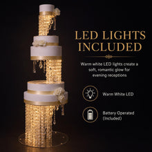 Load image into Gallery viewer, Crystal Chandelier Wedding Cake Stand with LED Lights –1- 3 Tier Floating Cake Display