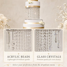 Load image into Gallery viewer, Crystal Chandelier Wedding Cake Stand with LED Lights –1- 3 Tier Floating Cake Display