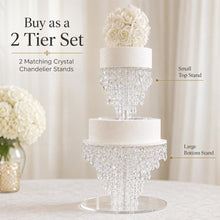 Load image into Gallery viewer, 2 Tier Crystal Chandelier Cake Stand Set with LED Lights
