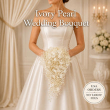 Load image into Gallery viewer, Ivory Pearl & Crystal Bridal Bouquet: Rhinestone Wedding Flowers