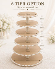 Load image into Gallery viewer, Personalised Rustic Wedding Cupcake Stand, Boho Pearl Dessert Tower, MDF Cake Party Centerpiece
