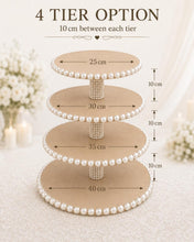 Load image into Gallery viewer, Personalised Rustic Wedding Cupcake Stand, Boho Pearl Dessert Tower, MDF Cake Party Centerpiece