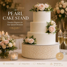 Load image into Gallery viewer, Pearl Cake Stand, Ivory Wedding Cake Stand, Luxury Cake Display, 4" Tall, 10 12 14 16 Inch Round Cake Base, Elegant Wedding Decor
