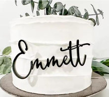 Load image into Gallery viewer, Personalised Number and Name Cake Topper Set Rustic Wood in Various Colours