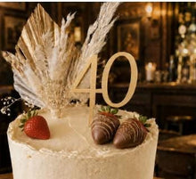 Load image into Gallery viewer, Personalised Number and Name Cake Topper Set Rustic Wood in Various Colours