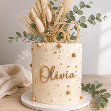 Load image into Gallery viewer, Personalised Number and Name Cake Topper Set Rustic Wood in Various Colours