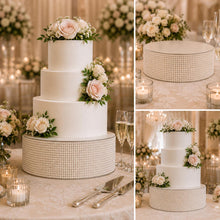 Load image into Gallery viewer, Pearl Cake Stand, Ivory Wedding Cake Stand, Luxury Cake Display, 4" Tall, 10 12 14 16 Inch Round Cake Base, Elegant Wedding Decor