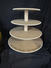 Load image into Gallery viewer, Personalised Rustic Wedding Cupcake Stand, Boho Pearl Dessert Tower, MDF Cake Party Centerpiece