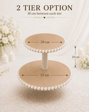Load image into Gallery viewer, Personalised Rustic Wedding Cupcake Stand, Boho Pearl Dessert Tower, MDF Cake Party Centerpiece