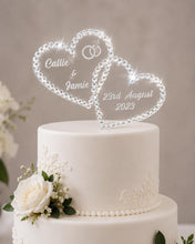 Load image into Gallery viewer, Personalized Crystal Heart Cake Topper: Swarovski Rhinestone, 6''