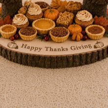 Load image into Gallery viewer, Wood Slice Food Display Stand 4 Tier Engraved Rustic Dessert stand, Personalised wooden cupcake Dessert Display