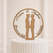 Load image into Gallery viewer, Personalized Wedding Cake Topper with date , Couples names Cake Toppers for Wedding, Rustic Wedding Cake Topper, Custom Wedding Cake Topper