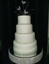 Load image into Gallery viewer, Rhinestone diamante Crystal wedding cake stand, dummy cake, plate. by Crystal wedding uk