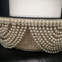 Load image into Gallery viewer, Cake stand, Ivory Pearl and gold crystals, Drape design - round or square by Crystal wedding uk