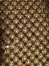 Load image into Gallery viewer, Cake stand, Ivory Pearl and gold crystals, Drape design - round or square by Crystal wedding uk