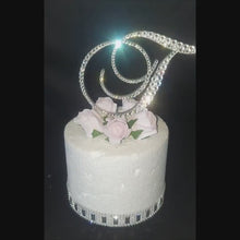 Load and play video in Gallery viewer, Swarovski Crystal elements Wedding Cake topper  many sizes Any Letter monogram custom cake topper, bling cake topper, rhinestone cake topper