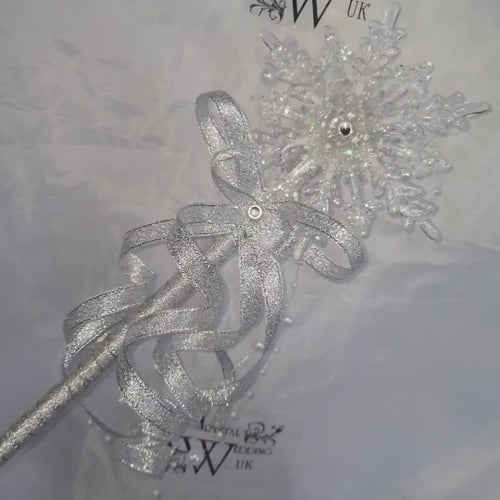 Snowflake wand, flower girl bridesmaid, Winter wedding by Crystal wedding uk