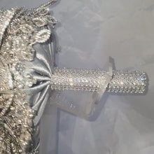 Load and play video in Gallery viewer, Diamante bouquet brooch Jewel rhinestone crystal wedding bouquet Crystal Bridal Bouquet, bling cascade Jewel bouquet by Crystal wedding uk