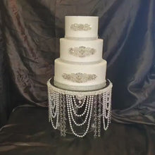 Load and play video in Gallery viewer, Pearl wedding cake stand, Pearl &amp; crystal cake plate. by Crystal wedding uk
