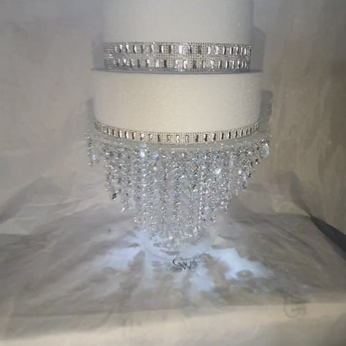 Chandelier cake stand [ crystal cake stand [ wedding cake stand + LED lights by Crystal wedding uk