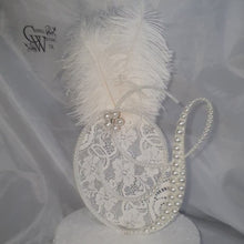Load and play video in Gallery viewer, PEARL monogram cake topper . Letter linitial topper, Lace and pearl , Wedding Gatsby 1902'S  style topper, jewel letters decorations surname