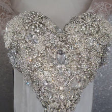 Load and play video in Gallery viewer, Brooch bouquet Heart shaped, trailing,cascading, jewel heart wedding bouquet. - Silver - Gold by Crystal wedding uk