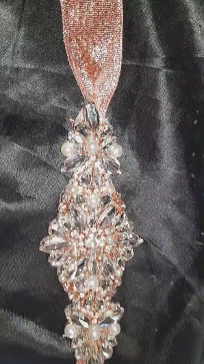 Rose gold crystal Flower wrist corsage set of 4 pieces, Wedding cuff, BRIDAL WRISTLET by Crystal wedding uk