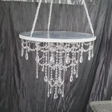 Load and play video in Gallery viewer, Luxury cake swing,Suspended FAUX CRYSTAL chandelier cake platform,  mirror top +remote controlled  LED by Crystal wedding uk