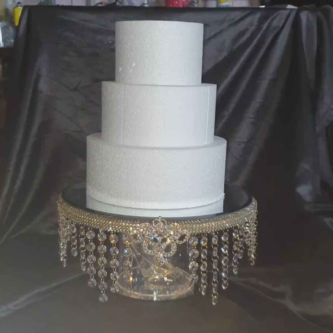 Glass  shoe slipper wedding  cake stand by Crystal wedding uk