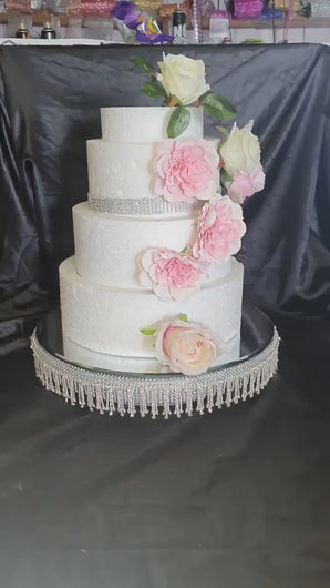 Diamante cake stand,  rhinestone tassel design by Crystal wedding uk