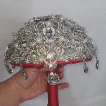 Load and play video in Gallery viewer, Brooch  bouquet, jewel bouquet, Full jeweled bouquets. by Crystal wedding uk