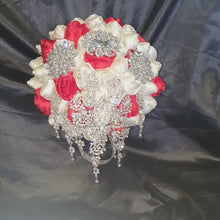 Load and play video in Gallery viewer, BROOCH BOUQUET  trailing brooch bouquet  Alternative   jewel  wedding bouquet. - Silver, rose gold or Gold tone by Crystal wedding uk