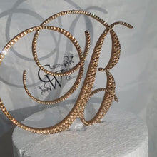 Load and play video in Gallery viewer, Gold Crystal Letter cake topper monogram linitials rhinestone Cake Topper decor, Wedding rhinestone cake jewel letters decorations.