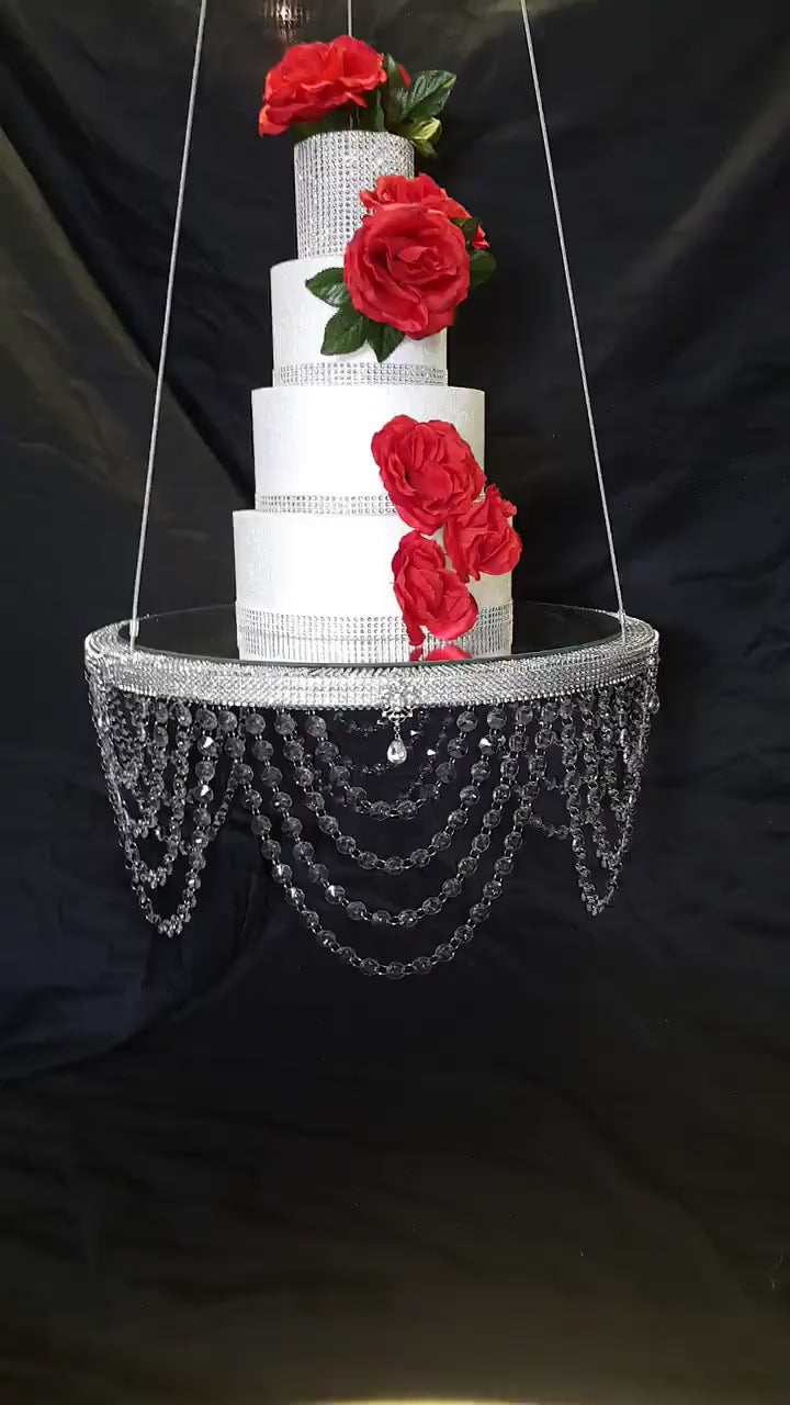 Suspended cake Swing, Glass Crystals ,cake swing,  suspended cake platform,heavy duty holds 200lbs cake stand by Crystal wedding uk