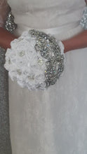 Load and play video in Gallery viewer, Crystal brooch wedding bouquet- AVA by Crystal wedding uk
