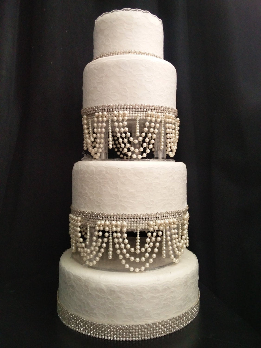 Pearl  swag wedding cake stands, separators ,  Ivory or white Pearl