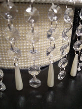 Load image into Gallery viewer, Ivory bead and crystal wedding cake stand - round or square all sizes by Crystal wedding uk