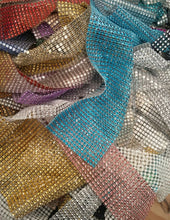 Load image into Gallery viewer, Crystal Diamante Bling ribbon trim  OFF CUTS- HUGE  mixed bag by Crystal wedding uk
