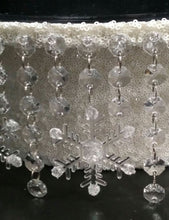 Load image into Gallery viewer, Snowflake Cake Stand, white Sequin cake display for a Winter wedding by Crystal wedding uk
