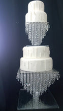 Load image into Gallery viewer, Crystal cake stand, 2 tier set ,8" & 12" CHANDELIER DESIGN Faux crystal by Crystal wedding uk